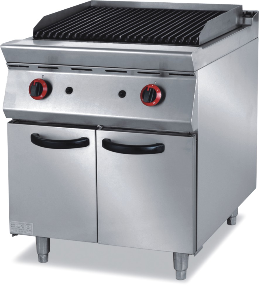 Gas Lave Rock Grill with Cabinet